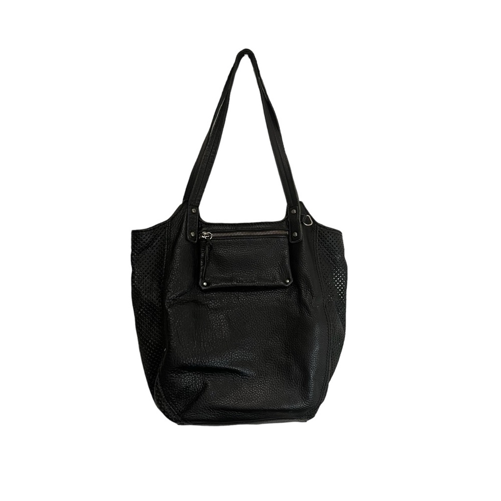 The Sak Happy & Free Black Pebble Leather Mesh Side Double Strap Shoulder Bag
